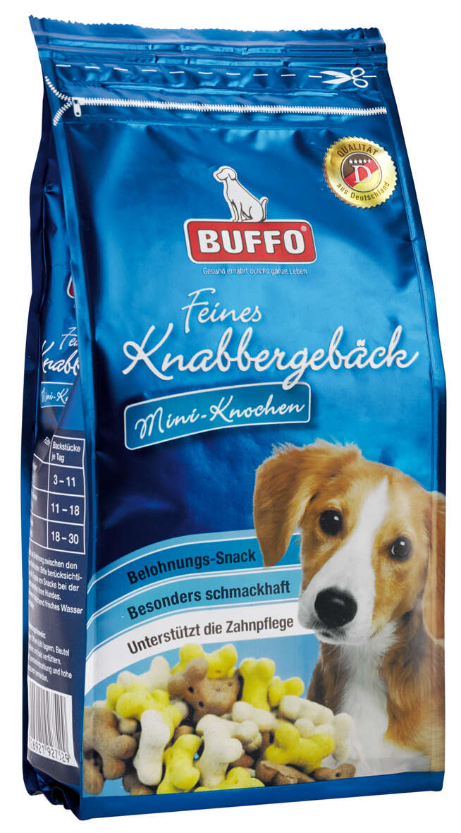 BUFFO Hundeleckerli Feines Knabbergebäck Mini Knochen